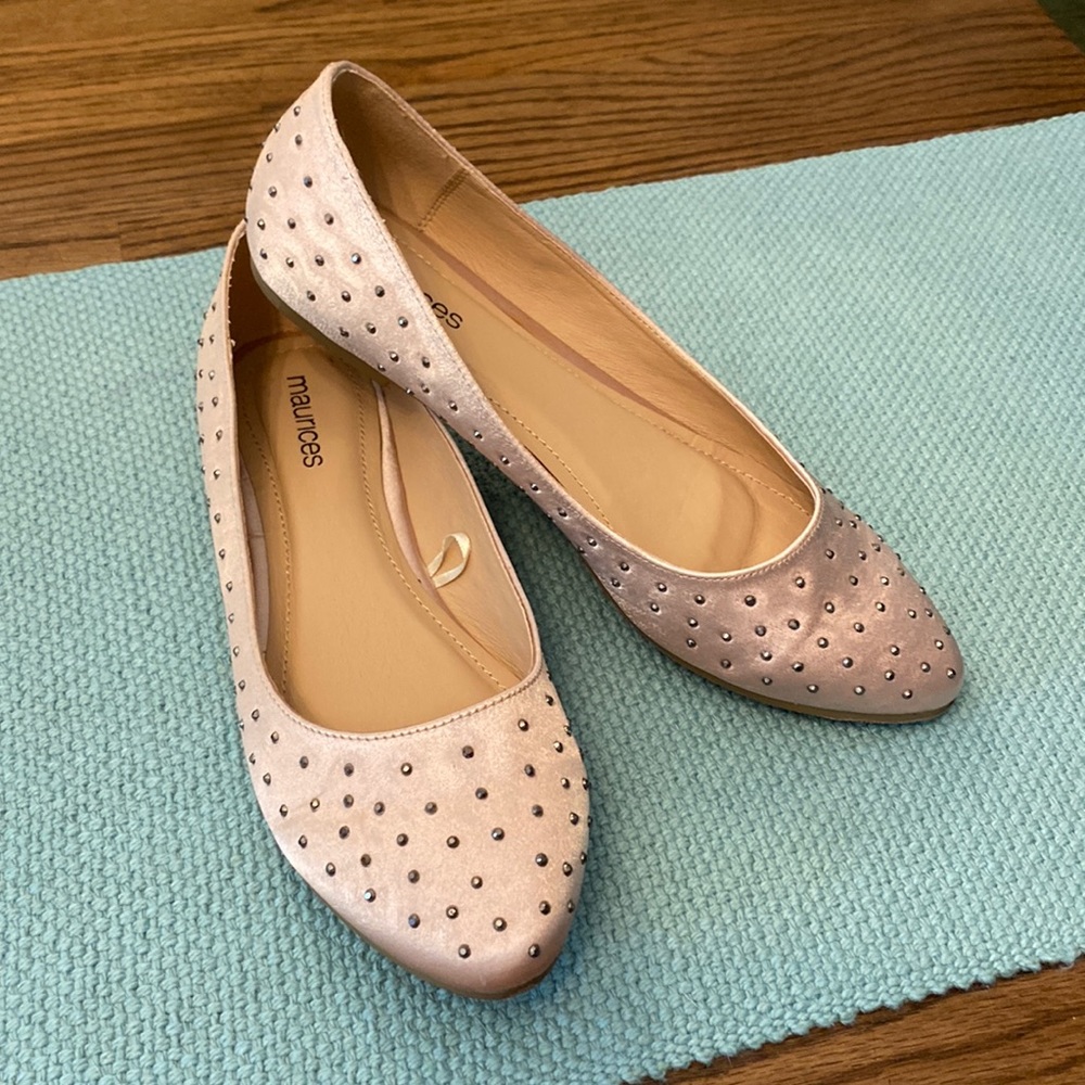 NWOT Maurice’s studded sateen flats: size 7 1/2